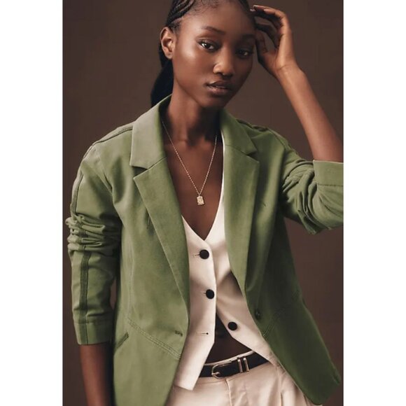Marrakech by Anthropologie Moss Green Knit Blazer - Picture 2 of 10